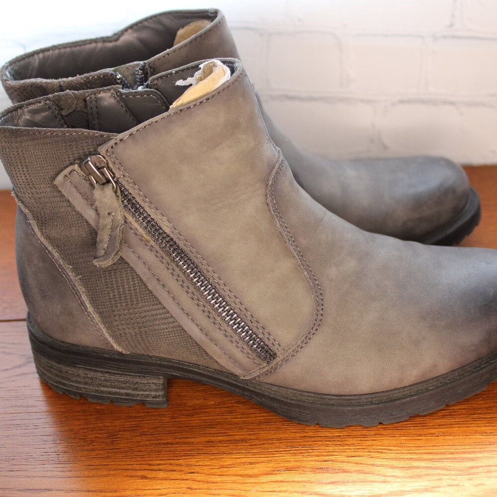 Earth Side-Zip Boots, Grey, EUC